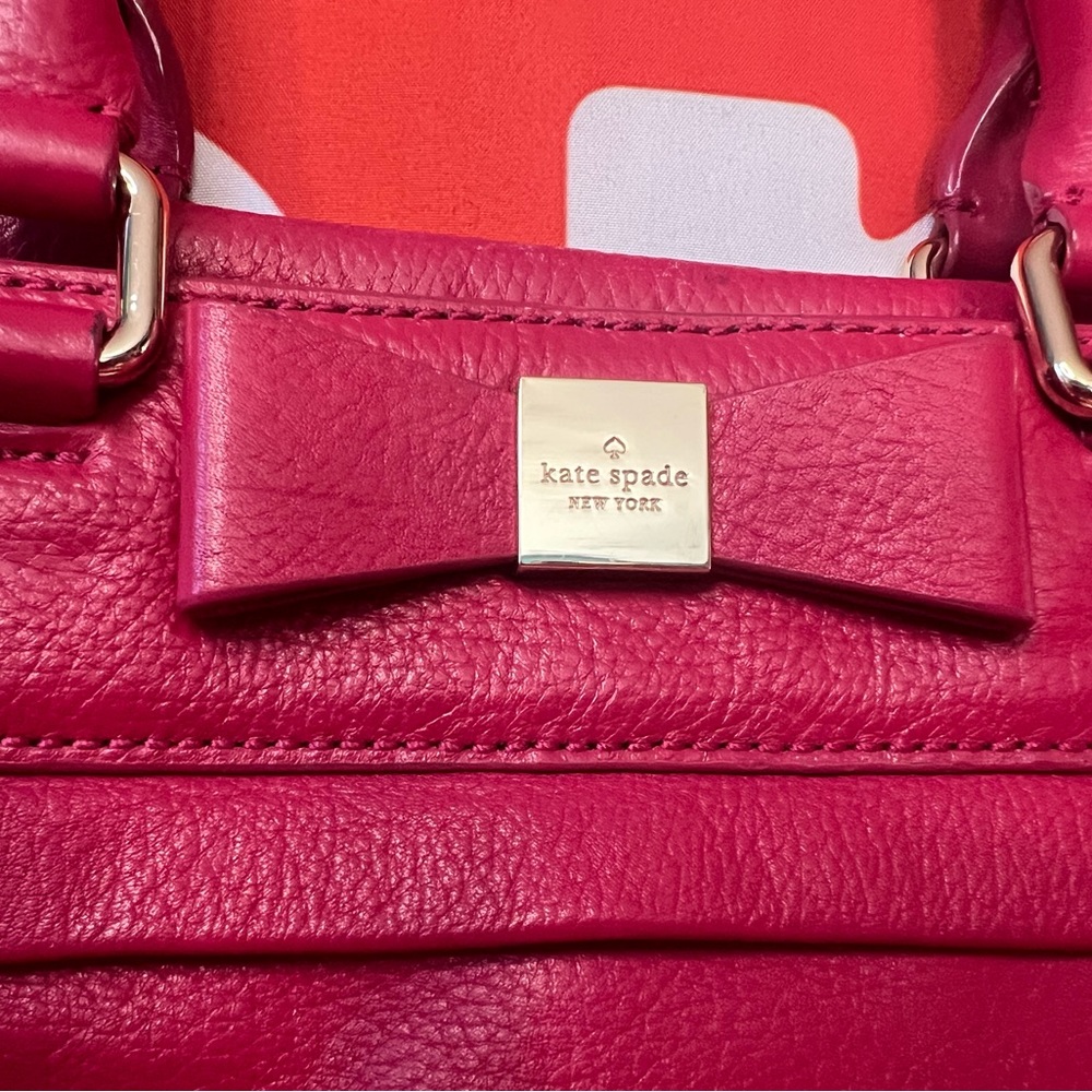 Pre-loved Kate Spade Pink Rectangle Leather Bag with Bow - Picture 2 of 14